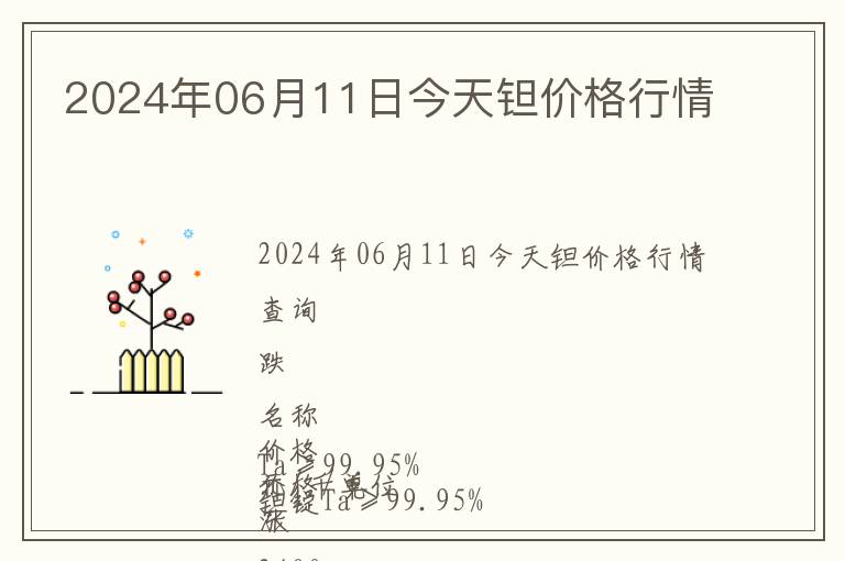 2024年06月11日今天鉭價格行情