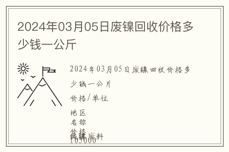 2024年03月05日廢鎳回收價格多少錢一公斤