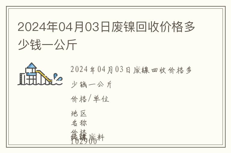 2024年04月03日廢鎳回收價格多少錢一公斤