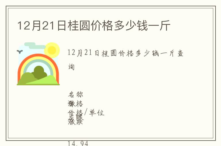 12月21日桂圓價格多少錢一斤