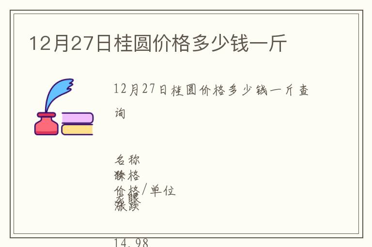 12月27日桂圓價格多少錢一斤