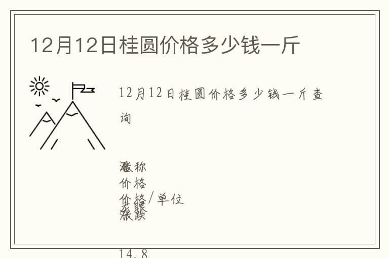 12月12日桂圓價(jià)格多少錢一斤