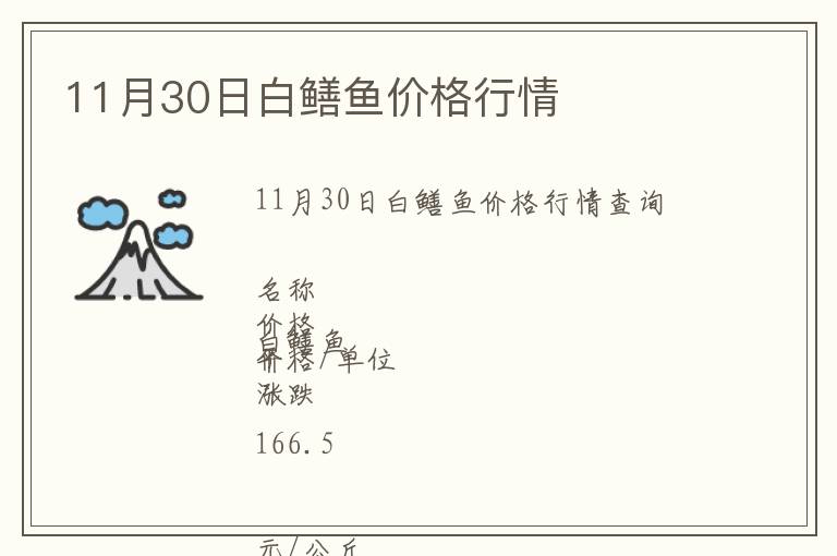 11月30日白鱔魚價格行情