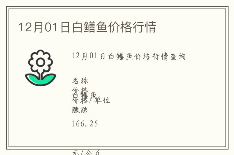 12月01日白鱔魚價格行情