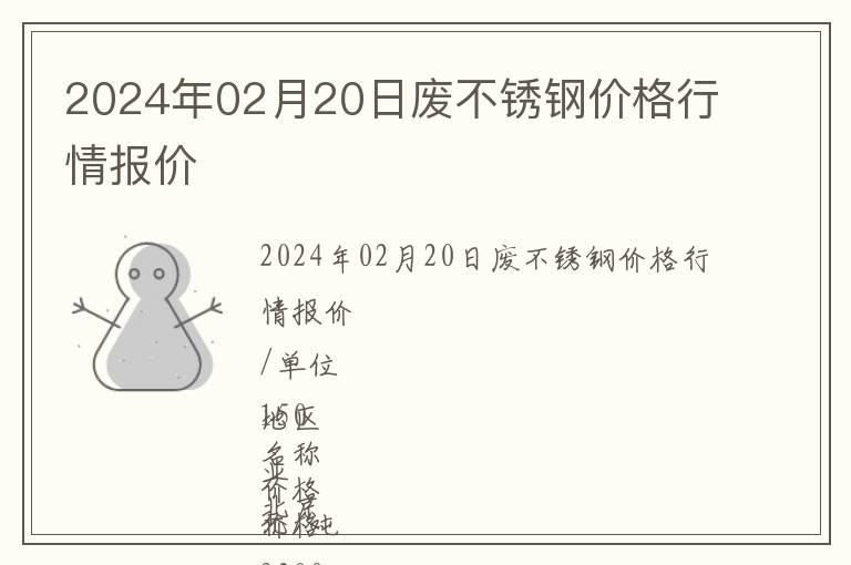 2024年02月20日廢不銹鋼價格行情報價