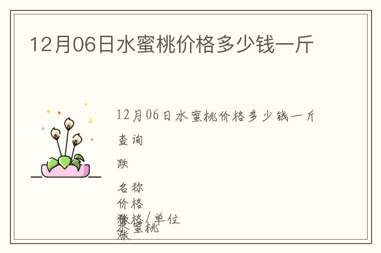 12月06日水蜜桃價格多少錢一斤