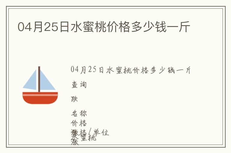 04月25日水蜜桃價(jià)格多少錢一斤