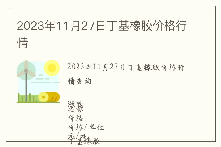 2023年11月27日丁基橡膠價格行情