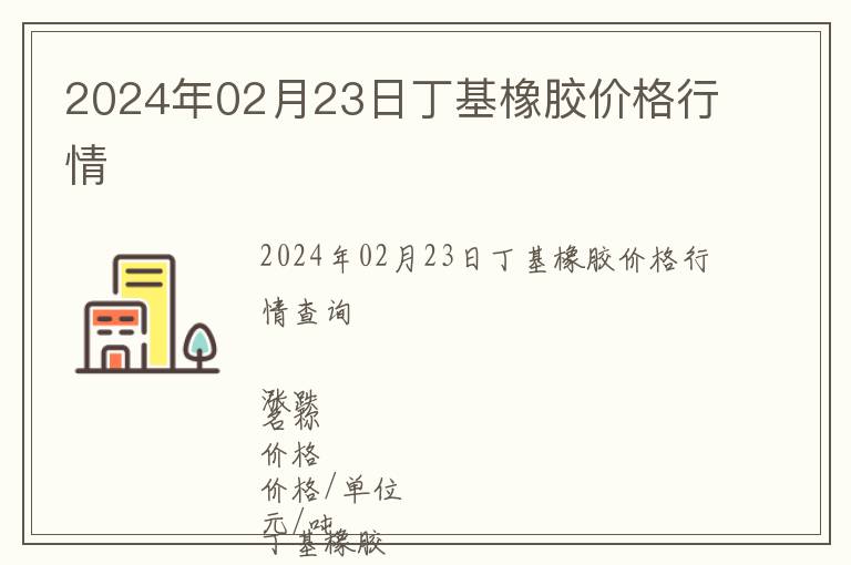 2024年02月23日丁基橡膠價格行情