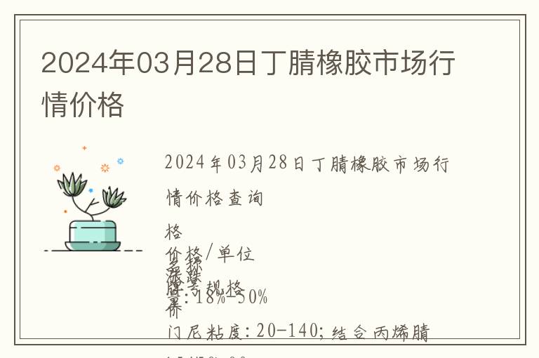 2024年03月28日丁腈橡膠市場行情價格