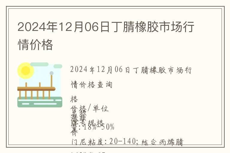 2024年12月06日丁腈橡膠市場行情價格