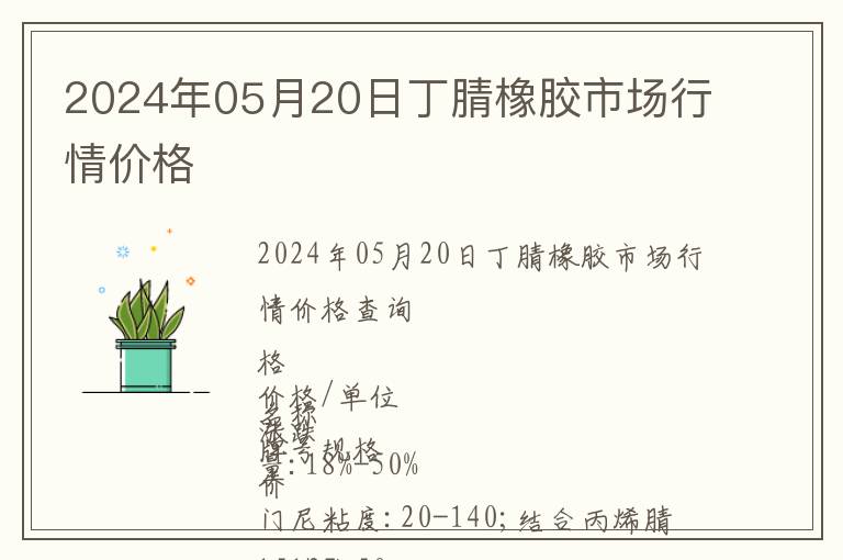 2024年05月20日丁腈橡膠市場(chǎng)行情價(jià)格