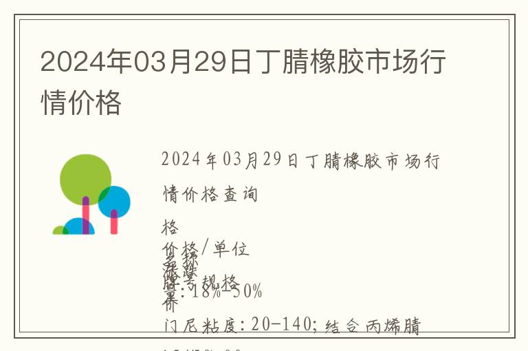 2024年03月29日丁腈橡膠市場行情價格