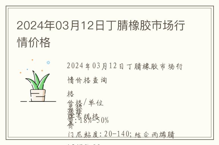 2024年03月12日丁腈橡膠市場行情價格