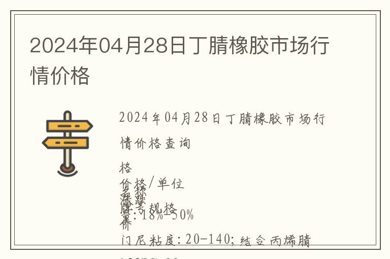 2024年04月28日丁腈橡膠市場行情價格