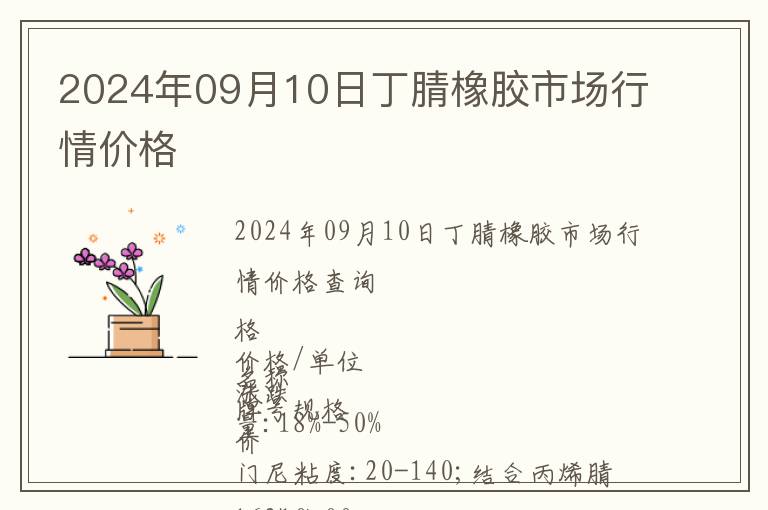 2024年09月10日丁腈橡膠市場行情價格