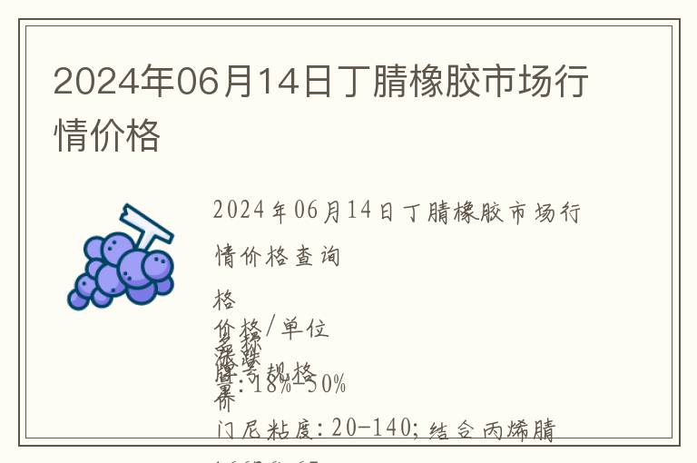 2024年06月14日丁腈橡膠市場行情價格