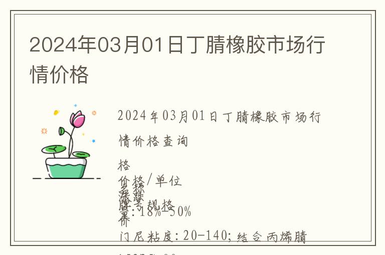 2024年03月01日丁腈橡膠市場行情價格