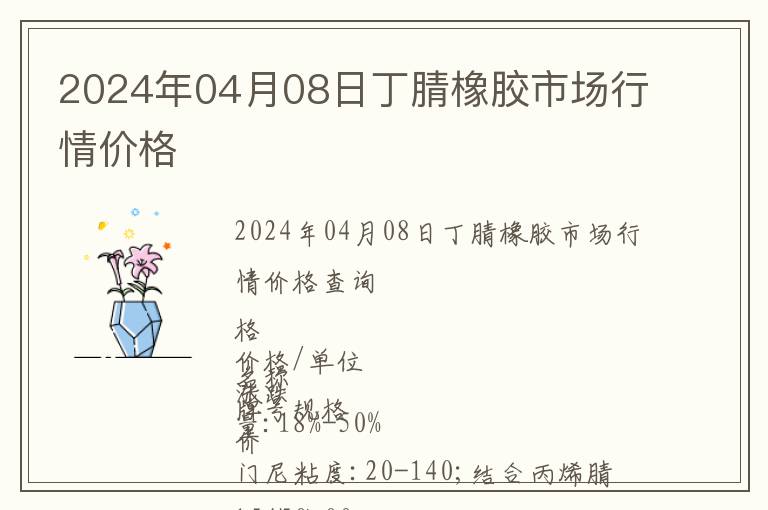 2024年04月08日丁腈橡膠市場行情價格