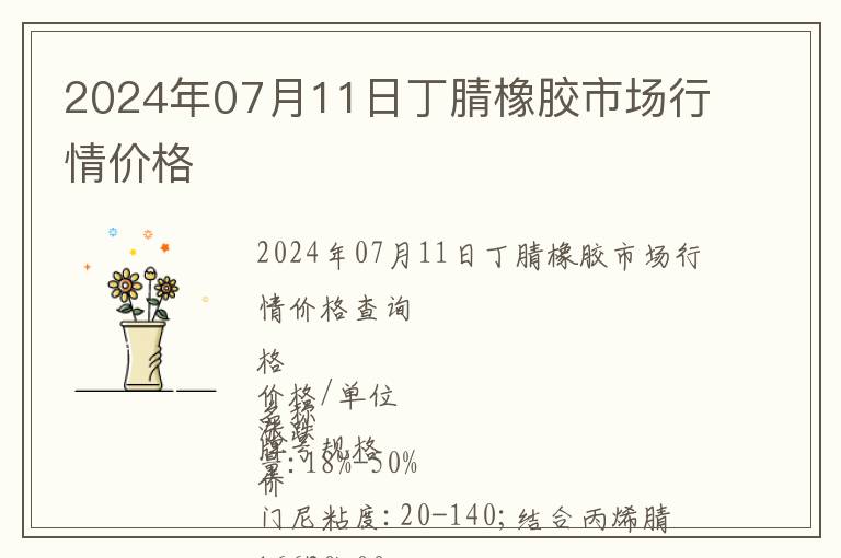 2024年07月11日丁腈橡膠市場行情價格