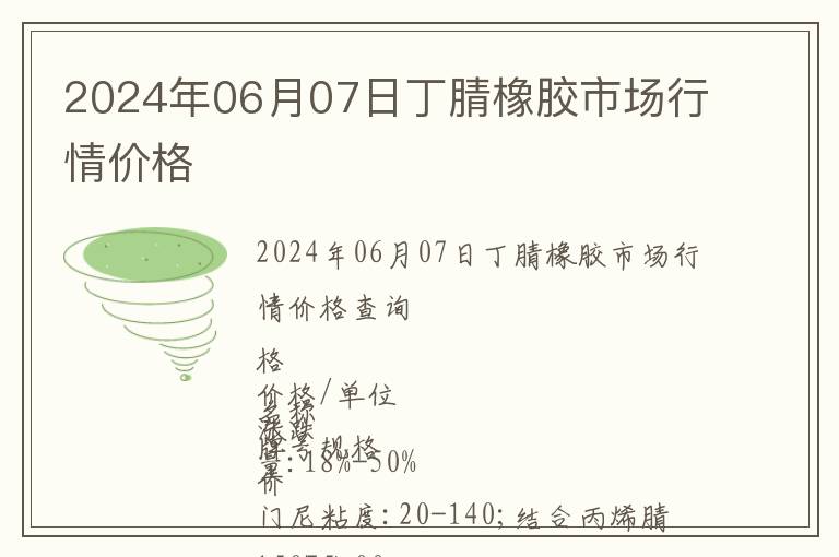 2024年06月07日丁腈橡膠市場行情價格