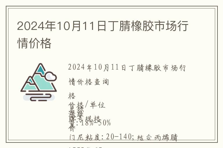 2024年10月11日丁腈橡膠市場行情價格