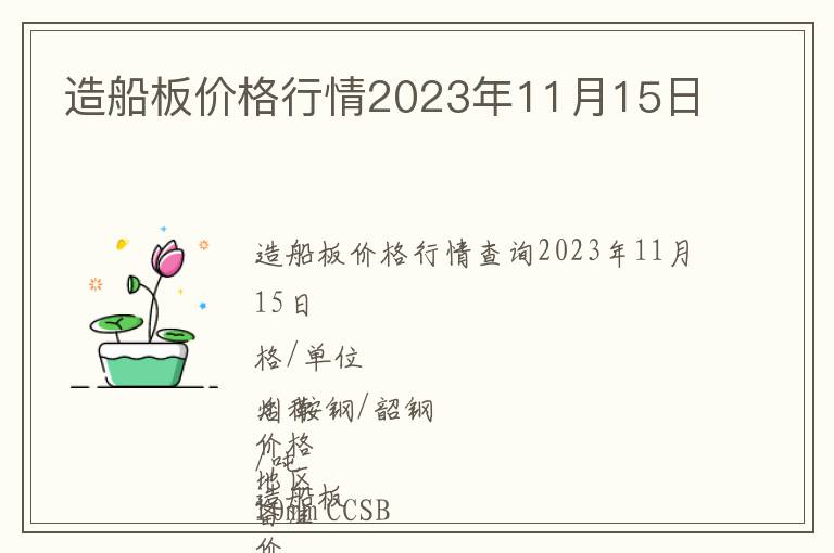 造船板價格行情2023年11月15日