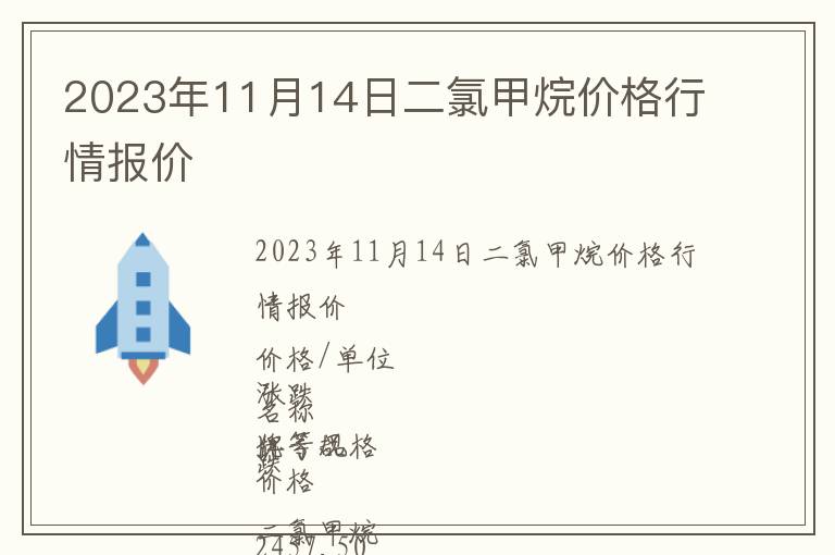 2023年11月14日二氯甲烷價格行情報價