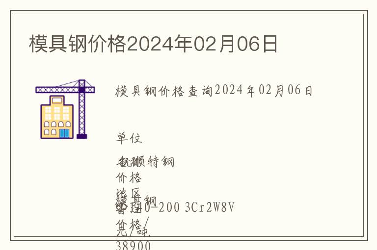 模具鋼價格2024年02月06日