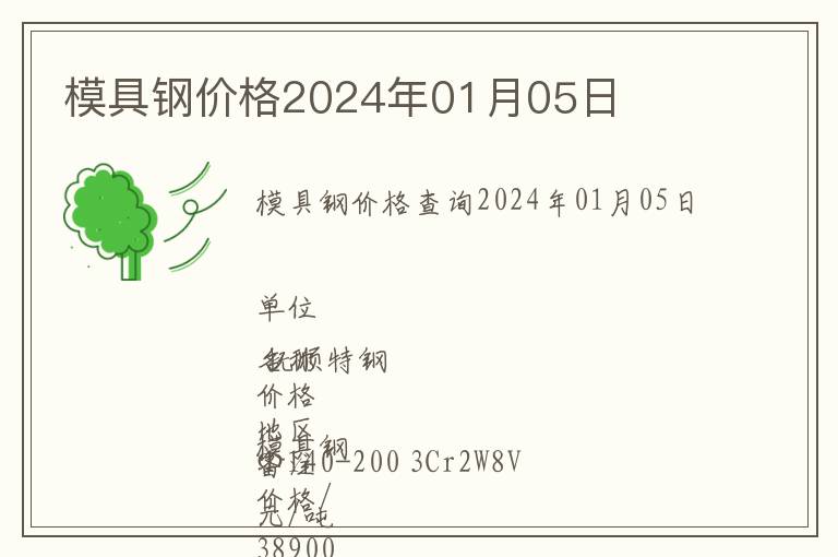 模具鋼價格2024年01月05日