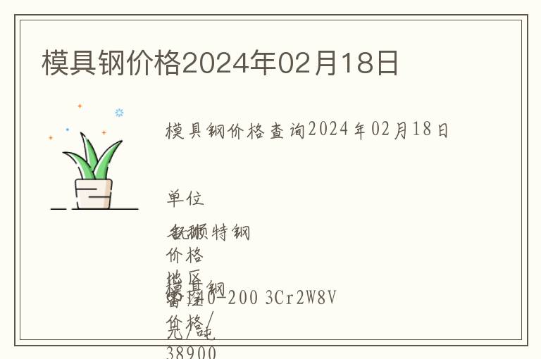 模具鋼價格2024年02月18日