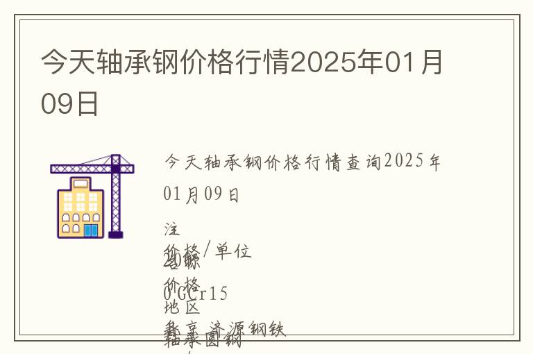 今天軸承鋼價格行情2025年01月09日