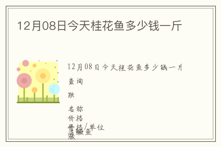 12月08日今天桂花魚多少錢一斤