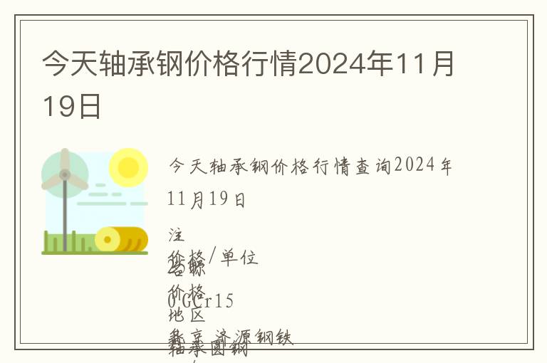 今天軸承鋼價格行情2024年11月19日