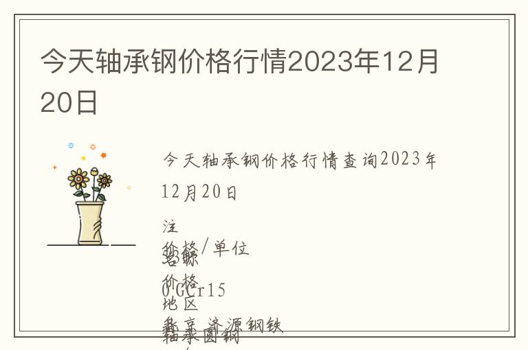 今天軸承鋼價格行情2023年12月20日