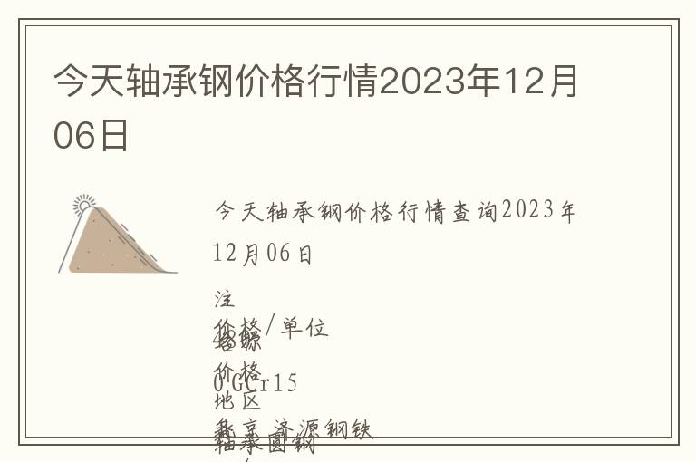 今天軸承鋼價格行情2023年12月06日