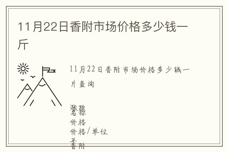 11月22日香附市場價格多少錢一斤