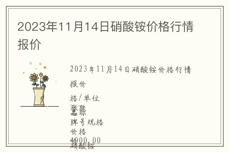 2023年11月14日硝酸銨價格行情報價