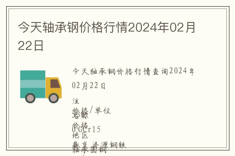 今天軸承鋼價格行情2024年02月22日