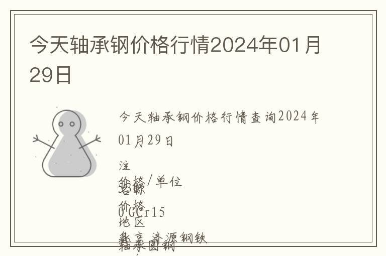 今天軸承鋼價格行情2024年01月29日