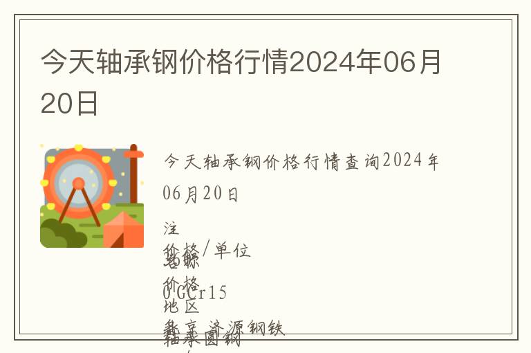 今天軸承鋼價格行情2024年06月20日