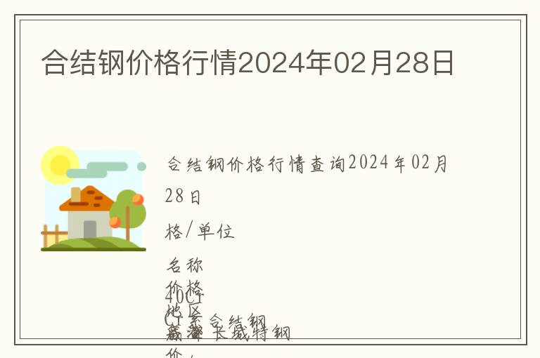 合結鋼價格行情2024年02月28日