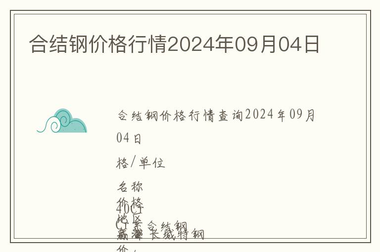 合結鋼價格行情2024年09月04日