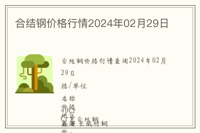 合結鋼價格行情2024年02月29日