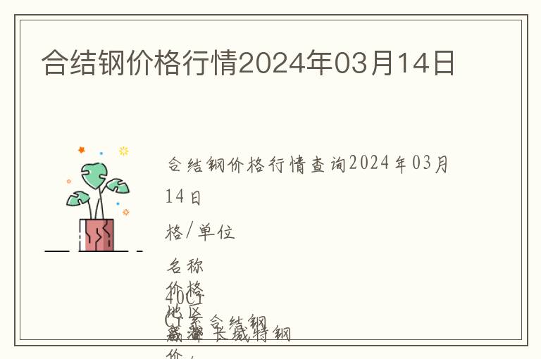 合結鋼價格行情2024年03月14日