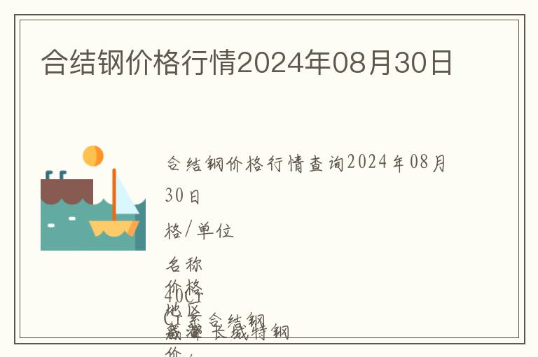 合結(jié)鋼價格行情2024年08月30日