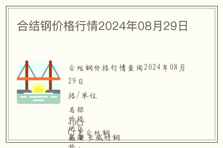 合結鋼價格行情2024年08月29日