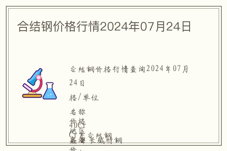 合結鋼價格行情2024年07月24日