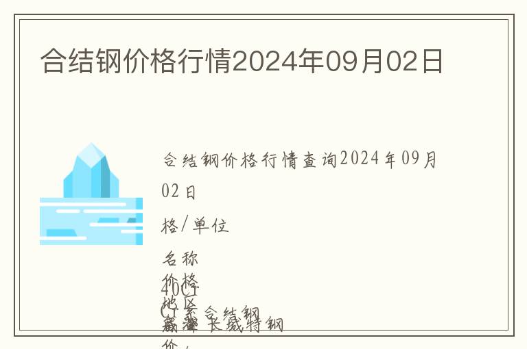 合結(jié)鋼價(jià)格行情2024年09月02日