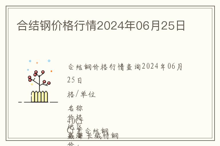 合結鋼價格行情2024年06月25日